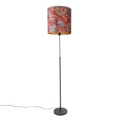 QAZQA Stehlampe schwarz Schatten Pfau Design rot 40 cm - Parte