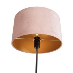 QAZQA Stehleuchte schwarz mit Veloursschirm rosé mit gold 35 cm - Parte -Stehlampen Verkaufsladen 7880 98587 4