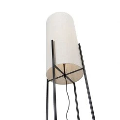 QAZQA Design Stehleuchte schwarz mit Leinenschirm grau - Rich -Stehlampen Verkaufsladen 7942 103283 8