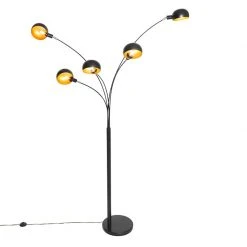 QAZQA Design Stehlampe schwarz mit gold 5-flammig - Sixties Marmo -Stehlampen Verkaufsladen 7965 104440 12