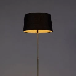 QAZQA Stehleuchte gold / messing mit Lampenschirm Leinen schwarz 45 cm - Parte -Stehlampen Verkaufsladen 7968 93224 9