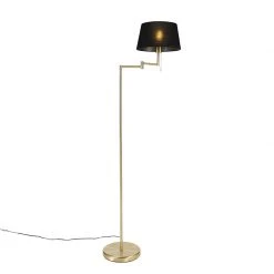 QAZQA Klassische Stehlampe Messing mit schwarzem Schirm verstellbar - Ladas -Stehlampen Verkaufsladen 7974 103226 2