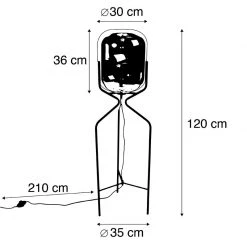 QAZQA Smart Stehlampe schwarz inkl. WiFi A60 Rauchglas - Bliss -Stehlampen Verkaufsladen 7985 103574 4
