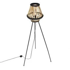 QAZQA Orientalische Stativ-Stehlampe Bambus mit Schwarz - Evalin -Stehlampen Verkaufsladen 8005 105076 8