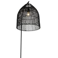 QAZQA Ländliche Stehlampe schwarz mit Rattan - Sam -Stehlampen Verkaufsladen 8055 103518 9