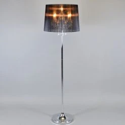 QAZQA Klassische Stehlampe Chrom mit schwarzem Schirm - Ann-Kathrin 5 -Stehlampen Verkaufsladen 8072 89401 5