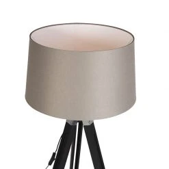 QAZQA Stehleuchte schwarz mit taupe Leinenschirm 45 cm - Tripod -Stehlampen Verkaufsladen 8125 92838 5