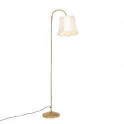 QAZQA Klassische Stehlampe aus Messing mit weißem Lampenschirm - Nona -Stehlampen Verkaufsladen 8146 104402 8