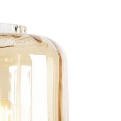 QAZQA Design Stehleuchte schwarz mit Braunglas - Qara -Stehlampen Verkaufsladen 8161 102196 4