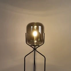 QAZQA Smart Stehlampe schwarz inkl. WiFi A60 Rauchglas - Bliss -Stehlampen Verkaufsladen 8181 103574 16