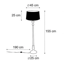 QAZQA Land Stehlampe taupe mit Leinenschirm 45 cm - Classico -Stehlampen Verkaufsladen 8196 93658 3