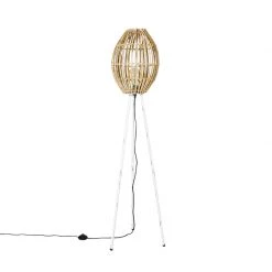 QAZQA Ländliches Stehlampenstativ Bambus mit Weiß - Canna Capsule -Stehlampen Verkaufsladen 8197 104922 12