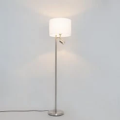 QAZQA Stehlampe Stahl mit Schirm weiß und Leselampe - Jelena -Stehlampen Verkaufsladen 8204 105569 13