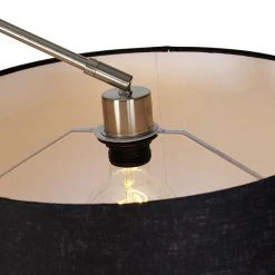 QAZQA Moderne Stehleuchte Stahl Leinenschirm schwarz 45 cm - Editor -Stehlampen Verkaufsladen 8250 104959 2