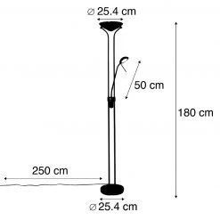 QAZQA Stehleuchte Stahl mit Leselampe inkl. LED und Dimmer - Diva 26 QAZQA Stehleuchte Stahl mit Leselampe inkl. LED und Dimmer - Diva -Stehlampen Verkaufsladen 8282 103419 4