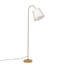 QAZQA Klassische Stehlampe aus Messing mit weißem Lampenschirm - Nona -Stehlampen Verkaufsladen 8292 104402 12