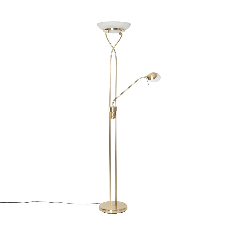 QAZQA Stehleuchte Messing inkl. LED und Dimmer mit Leselampe - Empoli 20 QAZQA Stehleuchte Messing inkl. LED und Dimmer mit Leselampe - Empoli – Bild 18