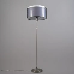 QAZQA Stehleuchte Stahl mit schwarz/weißem Schirm 45 cm verstellbar - Parte -Stehlampen Verkaufsladen 8311 93187 6