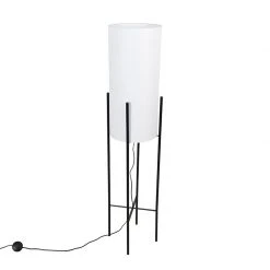 QAZQA Design Stehleuchte schwarz mit Leinenschirm weiß - Rich -Stehlampen Verkaufsladen 8323 103284 12