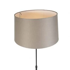 QAZQA Schwarze Stehlampe mit taupe Leinenschirm 45 cm verstellbar - Parte -Stehlampen Verkaufsladen 8327 98592 5