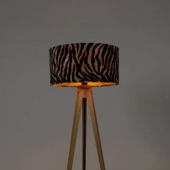 QAZQA Stehlampe Holz mit Stoffschirm Zebra 50 cm - Stativ Classic -Stehlampen Verkaufsladen 8344 104366 10