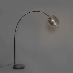 QAZQA Booglamp zwart met goud met smoke glas 2-lichts - Zuzanna 26 QAZQA Booglamp zwart met goud met smoke glas 2-lichts - Zuzanna -Stehlampen Verkaufsladen 8364 105509 11