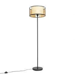 QAZQA Retro Stehlampe schwarz mit Rattan 40 cm - Akira -Stehlampen Verkaufsladen 8368 105035 9
