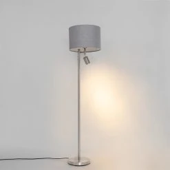 QAZQA Stehlampe Stahl mit Schirm grau und Leselampe - Jelena -Stehlampen Verkaufsladen 8388 105568 12