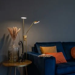 QAZQA Moderne Stehleuchte Bronze mit Leselampe inkl. LED - Eva