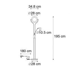QAZQA Moderne Stehleuchte schwarz mit Lesearm inkl. LED und Dimmer - Divo -Stehlampen Verkaufsladen 8414 104098 4
