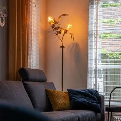 QAZQA Vintage Stehlampe Gold 2-Licht - Botanica