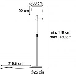 QAZQA Stehlampe schwarz mit schwarzem Schirm und verstellbarem Arm - Ladas -Stehlampen Verkaufsladen 8454 102377 3