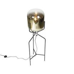 QAZQA Design-Stehlampe schwarz mit Goldglas - Bliss -Stehlampen Verkaufsladen 8463 104857 9