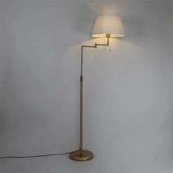 QAZQA Stehlampe Bronze mit weißem Schirm und verstellbarem Arm - Ladas Deluxe -Stehlampen Verkaufsladen 8552 102376 10