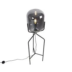 QAZQA Smart Stehlampe schwarz inkl. WiFi A60 Rauchglas - Bliss -Stehlampen Verkaufsladen 8555 103574 10