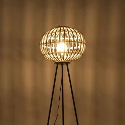 QAZQA Ländliche Bambus Stehlampe - Canna -Stehlampen Verkaufsladen 8580 98429 11