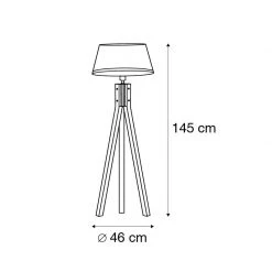 Paul Neuhaus Industriële vloerlamp messing met hout tripod - Shaun -Stehlampen Verkaufsladen 8604 105279 3