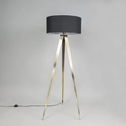 QAZQA Moderne Stehleuchte Messing mit schwarzem Schirm - Ilse 23 QAZQA Moderne Stehleuchte Messing mit schwarzem Schirm - Ilse -Stehlampen Verkaufsladen 8619 93702 9