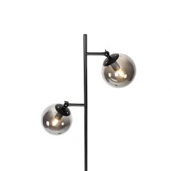 QAZQA Art Deco Stehleuchte schwarz mit Rauchglas 2-Licht - Pallon -Stehlampen Verkaufsladen 8628 103449 7