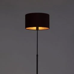 QAZQA Stehleuchte schwarz mit Veloursschirm rot mit Gold 35 cm - Parte -Stehlampen Verkaufsladen 8642 98589 9