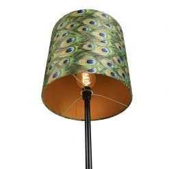 QAZQA Schwarze Stehlampe mit Veloursschirm Pfauengold 40 cm - Simplo -Stehlampen Verkaufsladen 8652 98571 5
