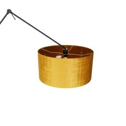 QAZQA Moderne Stehlampe schwarz Leinenschirm gelb 50 cm - Editor -Stehlampen Verkaufsladen 8675 104956 5