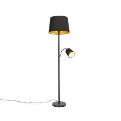 QAZQA Klassische Stehlampe schwarz mit Gold und Leselicht - Retro -Stehlampen Verkaufsladen 8682 103238 2