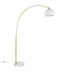 QAZQA Moderne Bogenlampe Messing mit weißem Schirm - Arc Basic -Stehlampen Verkaufsladen 8689 103292 14