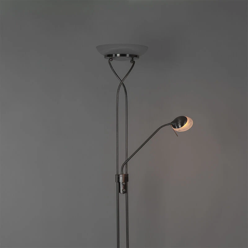 QAZQA Stehlampe Stahl inkl. LED und Dimmer mit Leselampe - Empoli 18 QAZQA Stehlampe Stahl inkl. LED und Dimmer mit Leselampe - Empoli – Bild 16