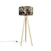 QAZQA Stehlampe Holz mit Stoffschirm Blumen 50 cm - Tripod Classic -Stehlampen Verkaufsladen 8718 104367 0
