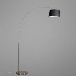 QAZQA Moderne Bogenlampe aus Stahl mit schwarzem Stoffschirm - Arc Basic -Stehlampen Verkaufsladen 8721 91641 8