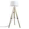 QAZQA Stehleuchte im Landhausstil mit weißem Leinenschirm 45 cm - Tripod -Stehlampen Verkaufsladen 8741 92827 0