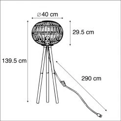QAZQA Ländliche Bambus Stehlampe - Canna -Stehlampen Verkaufsladen 8749 98429 3