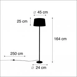 QAZQA Schwarze Stehlampe mit Leinenschirm dunkelgrau 45 cm - Simplo -Stehlampen Verkaufsladen 8760 98577 3